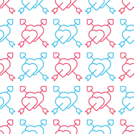 Love Hearts seamless pattern vector illustration. Abstract seamless pattern of hearts for prints, greeting card, wallpaper, cover, gift, banner, poster. Valentines day background vector illustration.のイラスト素材