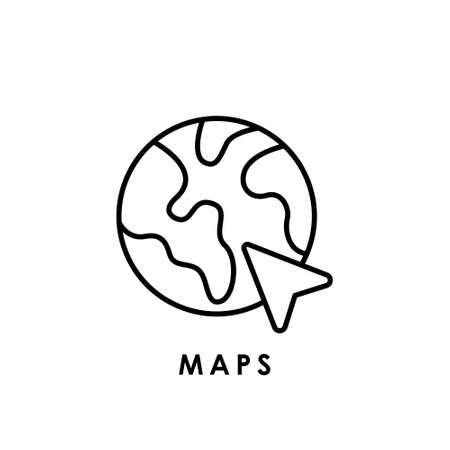 Maps. Maps icon. Maps vector. Maps icon vector. Maps logo. Maps symbol. Maps web icon. Mapping vector. Maps icon isolated flat on white background. Maps icon simple sign for logo, web, app, UI. Trendy Maps icon flat vector illustration.のイラスト素材