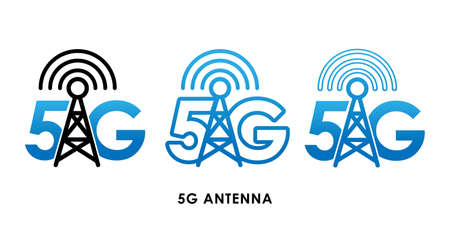 5G Router icon logo vector illustration. 5G internet connection vector template design. 5G network technology vector illustration for web, sign, symbol, logo, app, UI.のイラスト素材