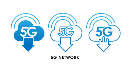 5G Network icon logo vector illustration. 5G internet connection vector template design. 5G network technology vector illustration for web, sign, symbol, logo, app, UI.のイラスト素材