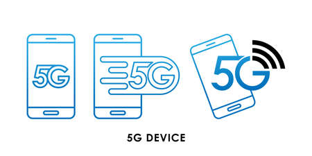 5G Device icon logo vector illustration. 5G internet connection vector template design. 5G network technology vector illustration for website, sign, symbol, logo, app, UI.のイラスト素材