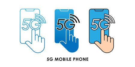 5G Mobile Phone icon logo vector illustration. 5G internet connection vector template design. 5G network technology vector illustration for web, sign, symbol, logo, app, UI.のイラスト素材
