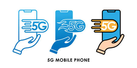 5G Mobile Phone icon logo vector illustration. 5G internet connection vector template design. 5G network technology vector illustration for web, sign, symbol, logo, app, UI.のイラスト素材