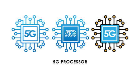 5G Processor icon logo vector illustration. 5G CPU Engine vector template design. 5G internet...