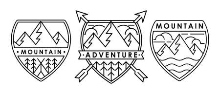 Set of Mountain logo vector illustration. Mountain badge design vector template design. Trendy...