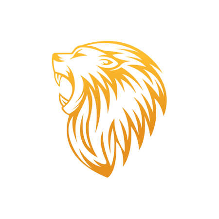 Lion Logo Vector Design Illustrator. Luxury Roaring Lion Head Logo Design Template. Abstract Lion Crest Logo Vector Design.のイラスト素材