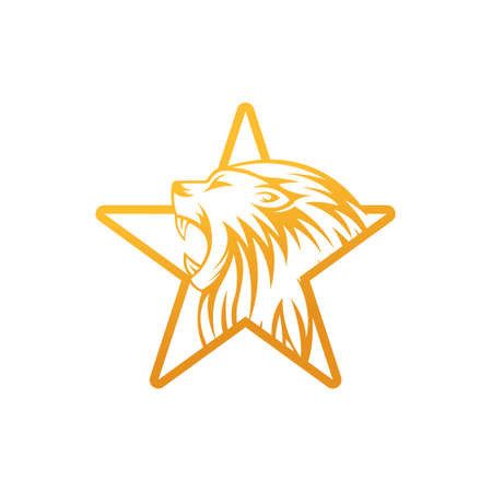 Lion Logo Vector Design Illustrator. Luxury Roaring Lion Head Logo Design Template. Abstract Lion Crest Logo Vector Design.のイラスト素材