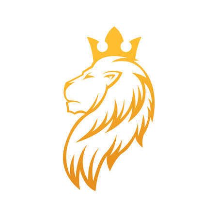 Lion Logo Vector Design Illustrator. Vintage Luxury Lion Head Logo Design Template. Abstract Lion Shield Logo Vector Designのイラスト素材