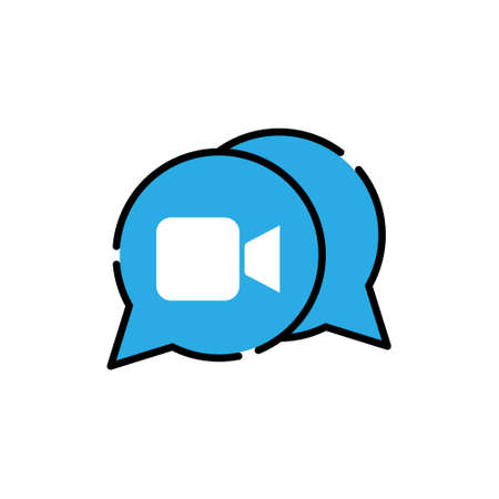 Video Call Icon Logo Vector Illustration. Video Call icon design vector template. Trendy Video Call vector icon flat design for website, symbol, logo, icon, sign, app, UI.のイラスト素材