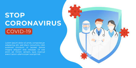 Vector illustration coronavirus COVID-19 design. Stop coronavirus COVID-19 sign, infographic, illustration, symbol vector design template. Coronavirus COVID-19 pandemic design Concepts.のイラスト素材