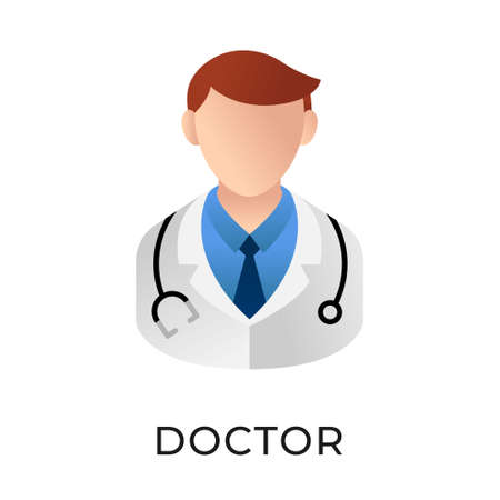 Doctor icon vector illustration. Medical Doctor vector illustration template. Doctor icon design isolated on white background. Doctor vector icon flat design for website, sign, symbol, app, UI.のイラスト素材