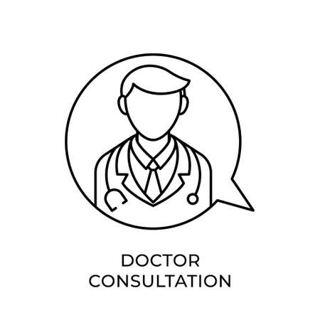 Doctor icon vector illustration. Doctor Consultation icon vector. Doctor icon design isolated on white background. Doctor vector icon flat design for website, sign, symbol, app, UI.のイラスト素材