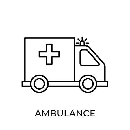 Ambulance icon vector illustration. Ambulance vector icon template. Ambulance icon design isolated on white background. Ambulance vector icon flat design for website, sign, symbol, app, UI.のイラスト素材