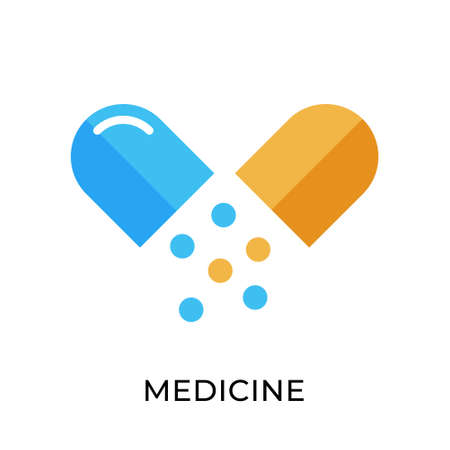 Medicine icon vector illustration. Medicine vector illustration template. Medicine icon design isolated on white background. Medicine vector icon flat design for website, sign, symbol, app, UI.のイラスト素材
