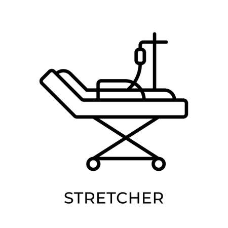 Stretcher icon vector illustration. Hospital Stretcher vector design illustration template isolated on white background. Stretcher vector icon flat design for website, sign, symbol, app, UI.のイラスト素材