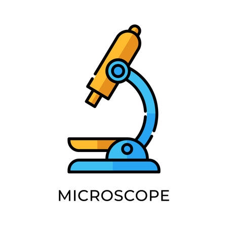 Microscope icon vector illustration. Microscope vector design illustration template isolated on white background. Microscope vector icon flat design for website, sign, symbol, app, UI.のイラスト素材
