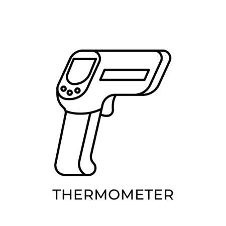 Thermometer icon vector illustration. Medical Thermometer vector design illustration isolated on white background. Thermometer vector icon flat design for website, sign, symbol, app, UI.のイラスト素材