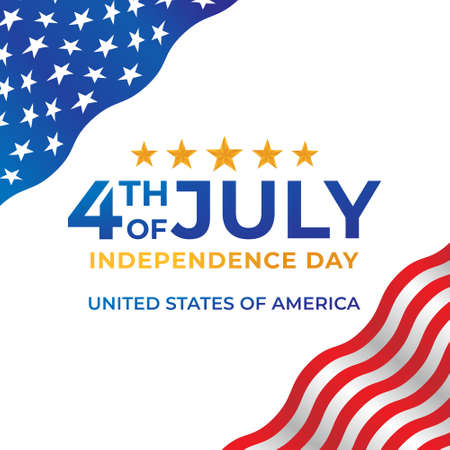 Fourth of July Independence Day of United States of America Banner Background Vector illustration. Independence Day of United States of America 4th of July with American Flag vector design.のイラスト素材