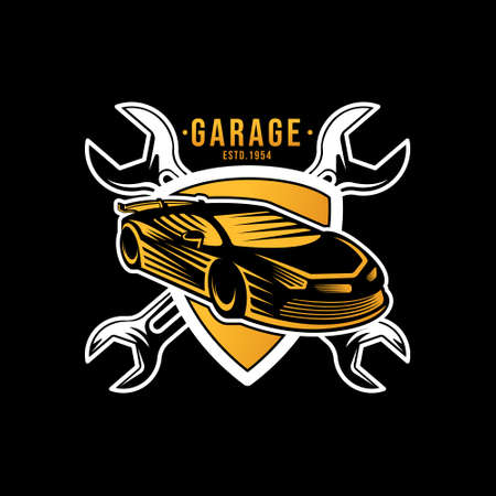 Auto Car Service Logo icon Vector Illustration template. Modern Car Service vector logo silhouette design. Abstract Car logo vector illustration for car repair, dealer, garage and service.のイラスト素材