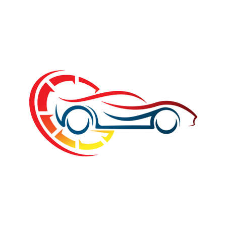 Auto Car Logo icon Vector Illustration template. Modern Sport Car vector logo icon silhouette design. Auto Car logo vector illustration for car repair, dealer, garage and service.のイラスト素材