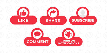 Like, Share, Comment, Subscribe and share icon button vector illustration. Set of social media...