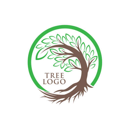 Tree Logo design vector illustration. Abstract Tree Logo vector in creative design concept for nature, agriculture and farm business. Tree Logo, icon, sign and symbol vector design illustration.のイラスト素材