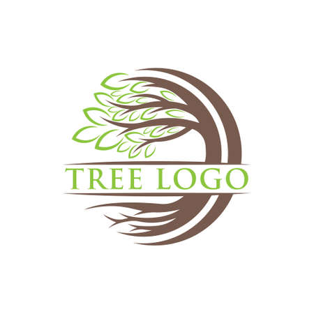 Tree Logo design vector illustration. Abstract Tree Logo vector in creative design concept for nature, agriculture and farm business. Tree Logo, icon, sign and symbol vector design illustration.のイラスト素材