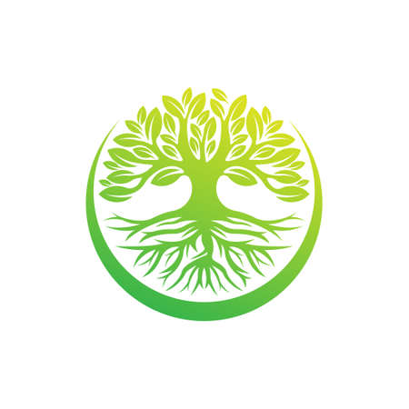 Tree Logo design vector illustration. Abstract Tree Logo vector in creative design concept for nature, agriculture and farm business. Tree Logo, icon, sign and symbol vector design illustration.のイラスト素材