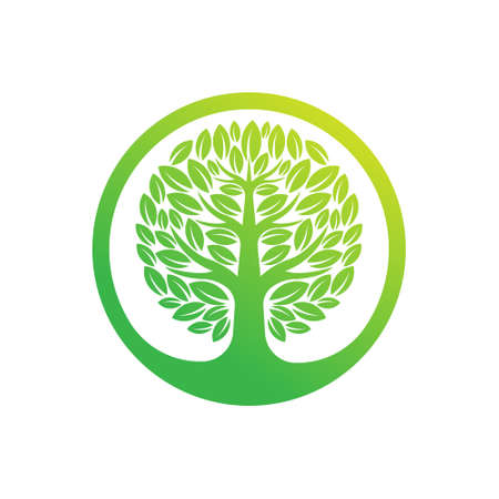 Tree Logo design vector illustration. Abstract Tree Logo vector in creative design concept for nature, agriculture and farm business. Tree Logo, icon, sign and symbol vector design illustration.のイラスト素材