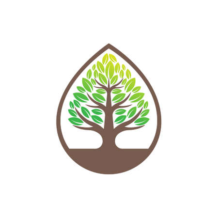 Tree Logo design vector illustration. Abstract Tree Logo vector in creative design concept for nature, agriculture and farm business. Tree Logo, icon, sign and symbol vector design illustration.のイラスト素材