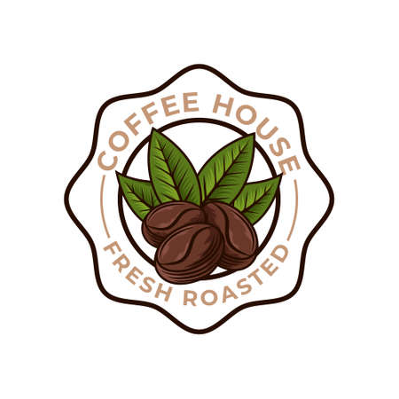Coffee Logo design vector illustration. Retro Vintage Coffee Logo vector design concept for cafe and restaurant emblem. Coffee Shop vector design for Logo, icon, label, badge, sign and symbol.のイラスト素材