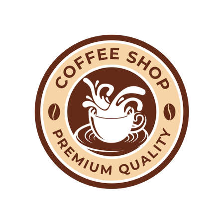 Coffee Logo design vector illustration. Retro Vintage Coffee Logo vector design concept for cafe and restaurant emblem. Coffee Shop vector design for Logo, icon, label, badge, sign and symbol.のイラスト素材