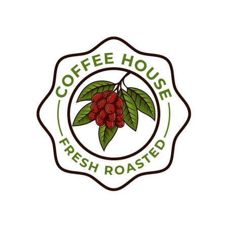 Coffee Logo design vector illustration. Retro Vintage Coffee Logo vector design concept for cafe and restaurant emblem. Coffee Shop vector design for Logo, icon, label, badge, sign and symbol.のイラスト素材