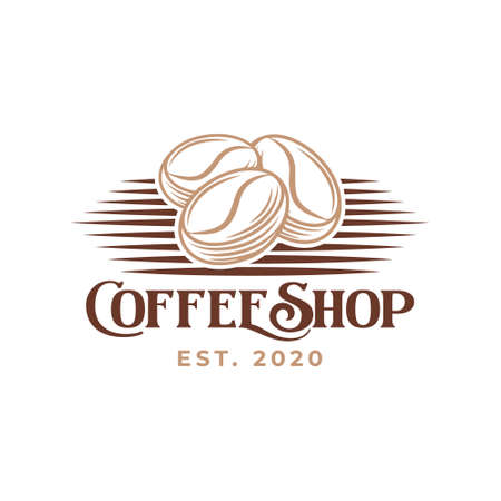 Coffee Logo design vector illustration. Vintage Coffee Logo vector design concept for cafe and restaurant. Abstract Coffee Shop vector design for Logo, icon, label, badge, sign and symbol.のイラスト素材