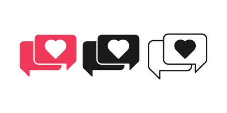 Set of Heart icon vector illustration template. Heart icon design collection. Love vector design isolated on white background. Love vector icon flat design for website, symbol, logo, sign, app, UI.のイラスト素材