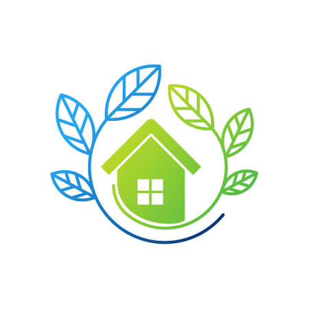 Green Eco Home Logo Icon Vector design illustration. Ecology Home logo icon design concept vector template. Trendy Eco Smart House vector icon design for website, symbol, logo, icon, sign, app, UIのイラスト素材