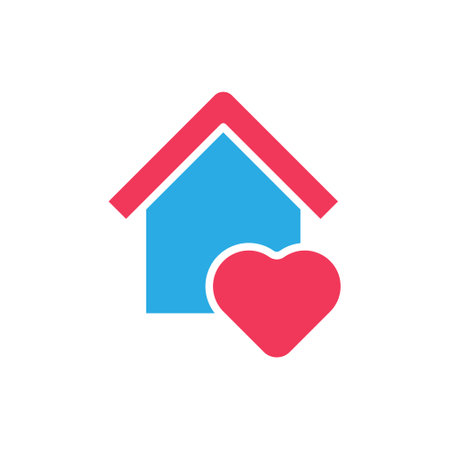 Stay at Home Logo Icon Vector design illustration. Home with Love icon design concept.のイラスト素材