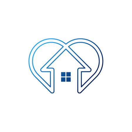 Stay at Home Logo Icon Vector design illustration. Home with Love icon design concept.のイラスト素材