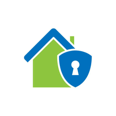 Home Security Logo Icon vector design illustration. Home Security with Shield Logo icon design concept for House and Real Estate. Smart House Secure design for website, symbol, logo, icon, app, UI.のイラスト素材