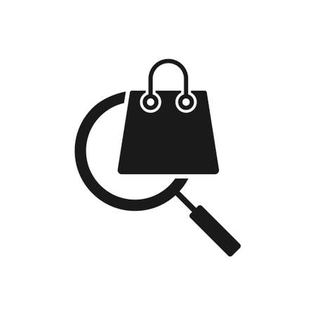 Shopping Bag with Search icon Vector Design. Shopping Bag icon with Searching design concept for e-commerce, online store and marketplace website, mobile, logo, symbol, button, sign, App UIのイラスト素材