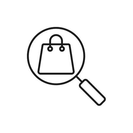 Shopping Bag with Search icon Vector Design. Shopping Bag icon with Searching design concept for e-commerce, online store and marketplace website, mobile, logo, symbol, button, sign, App UIのイラスト素材