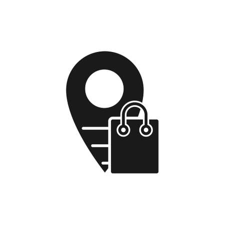 Shopping Bag with Location icon Vector Design. Shopping Bag icon with Location design concept for e-commerce, online store and marketplace website, mobile, logo, symbol, button, sign, App UIのイラスト素材