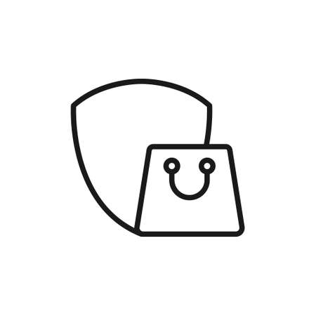 Secure Shopping icon Vector Illustration. Shopping Security and Safety with Shield icon design concept for e-commerce, online store and marketplace website, mobile, logo, symbol, button, sign, app UIのイラスト素材