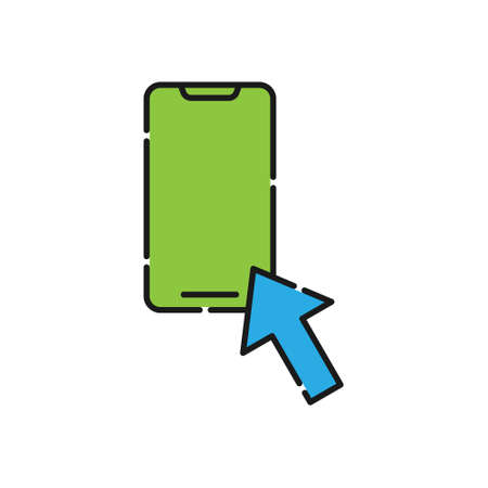 Mobile Phone with Arrow icon Vector Design. Smartphone icon with Arrow design concept for e-commerce, online store and marketplace website, mobile, logo, symbol, button, sign, app UIのイラスト素材