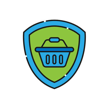 Secure Shopping icon Vector Illustration. Shopping Security and Safety with Shield icon design concept for e-commerce, online store and marketplace website, mobile, logo, symbol, button, sign, app UIのイラスト素材