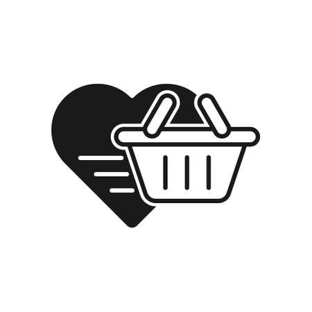 Shopping Wish List icon Vector Illustration. Shopping Wish List with Love Shape icon design concept for e-commerce, online store and marketplace website, mobile, logo, symbol, button, sign, App UIのイラスト素材
