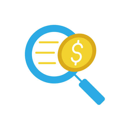 Money Search icon Vector Illustration. Money with Searching icon vector design concept for Banking, Finance, Currency and Trading Investment Business website, symbol, icon, sign, App UI template.のイラスト素材