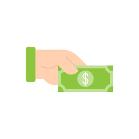 Money with Hand icon Vector Illustration. Money Cash on Hand icon vector design concept for Payment, Finance, Currency and Trading Business. Dollar Money icon for website, symbol, icon, sign, App UIのイラスト素材