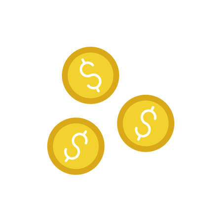 Coin icon Vector Illustration. Dollar Money Coin icon vector design concept for Payment, Finance, Currency and Trading Business. Money Coins vector icon flat design for website, symbol, sign, App UIのイラスト素材