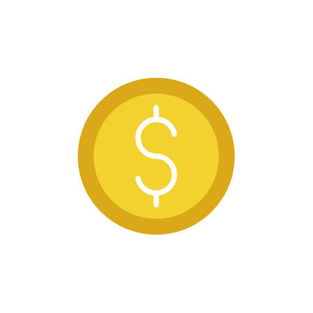 Coin icon Vector Illustration. Dollar Money Coin icon vector design concept for Payment, Finance, Currency and Trading Business. Money Coins vector icon flat design for website, symbol, sign, App UIのイラスト素材